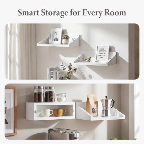 13 Inch SUMGAR Floating Nightstand White Modern Bedside Table Organiser Fully Assembled Shelf Small Spaces Wall Mounted