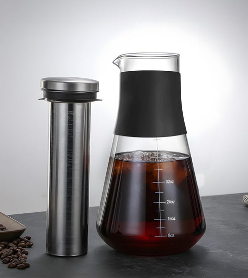 AGOGO Cold Brew Iced Coffee Maker with Metal Filters, Silicone Non-slip Grip Carafe 1600ml