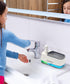 Hand and Dish Soap Dispenser Set, Dual Soap Pump with Sponge Holder for Kitchen Sink, 3-in-1 Gadgets - White