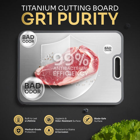 Premium Titanium Cutting Board Durable & Easy to Clean Metal Cutting Board for Vegetables, Fruits & More Dishwasher