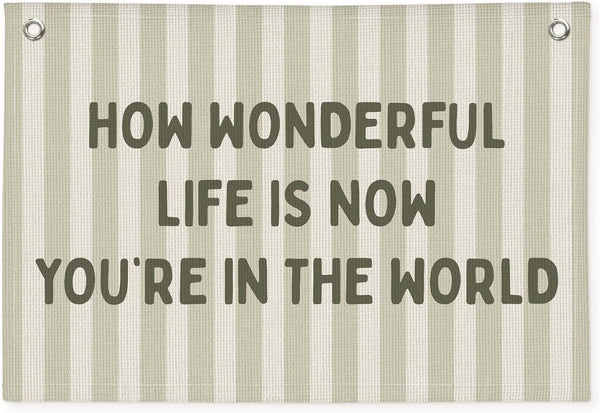 Wheatwin How Wonderful Life is Now Wall Art Decor, Sage Green Baby Room