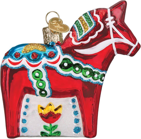 Old World Christmas Glass Blown Ornaments - Swedish Dala Horse for Christmas Tree