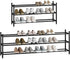 STORAGE MANIAC Long Expandable Shoe Rack, 18 Pairs Metal Wide Stackable Shoe