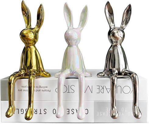 Jubiluxor 3-Piece Rabbit Decor Sculptures - Home, Office, Living Room, Bedroom - Accents,