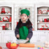 Kids Apron and Chef Hat Set - Adjustable Bib Apron with 2 Pockets for Boys Girls Kitchen Cooking (6-12 Year, Green)