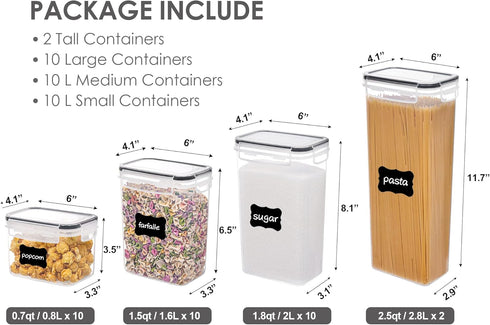 32pcs Set, 32 Vtopmart Airtight Food Storage Containers BPA Free Plastic Kitchen and Pantry Organization Canisters