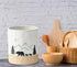 Bear Utensil Holder for Countertop, Ceramic Kitchen Utensil Crock, Large White Cooking Utensil Holder with Forest Design