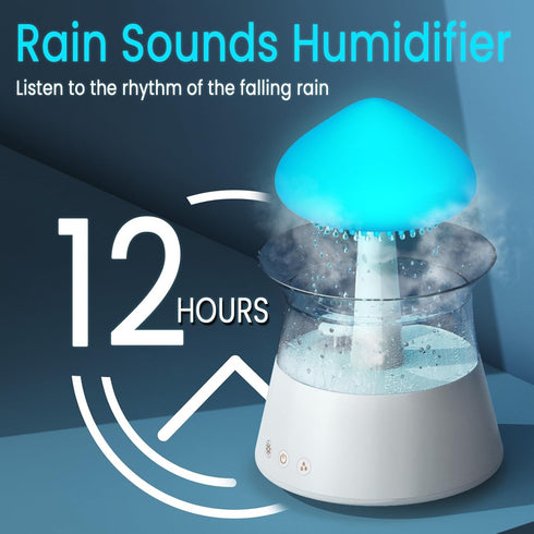 Diffuserlove Cloud Humidifier Rain Water Drip Diffuser Humidifier with Remote Waterfall Lamp Mushroom Humidifier Rain