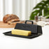 Kook Ceramic Butter Dish with Lid for Countertop, Microwave and Dishwasher Safe Butter Keeper, Black Butter Container