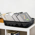 Large Plastic Storage Basket Tray with Handle, Black, Pack of 6