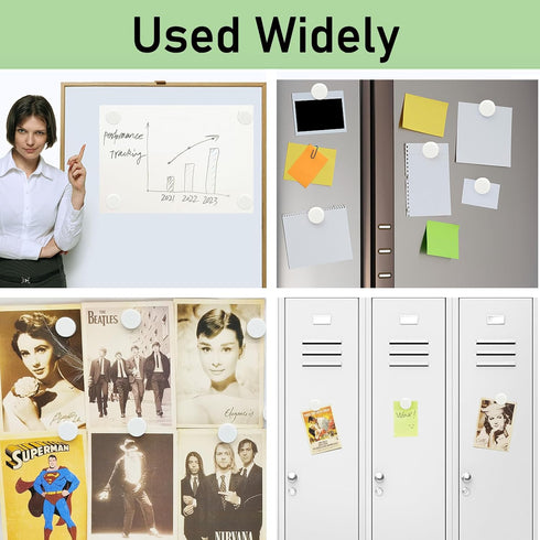 Fridge Magnets, 80Pcs White Strong Decorative Magnets, Heavy Duty Round Magnets for Office Kitchen Locker