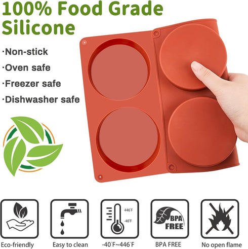 JOERSH 2-PK Silicone Egg Molds, 4 Inch Jumbo Muffin Top Baking Pans for Breakfast Egg Sandwich