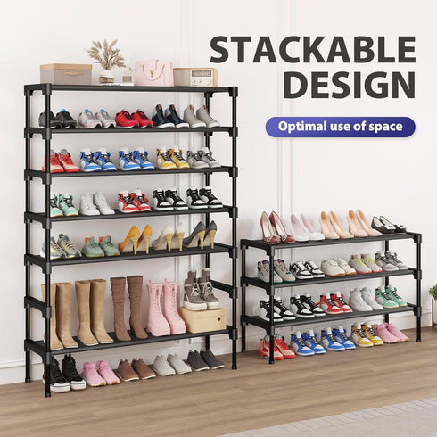 3 Closet SAN HE Long Shoe Rack-Shoe Organizer Tier Shoe Rack for Front Door Entryway Garage, Stackable Free Standing