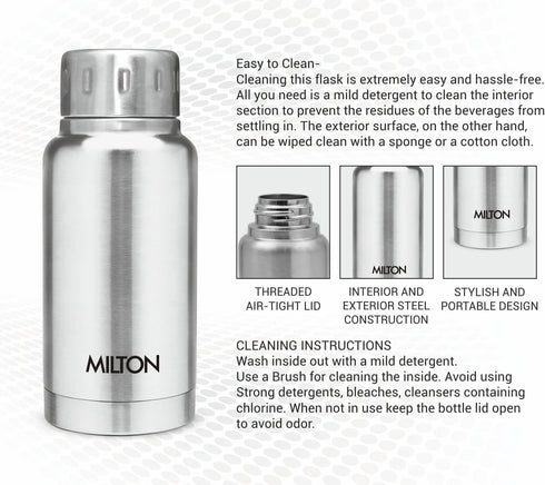 Milton Insulated Water Bottle, 5.4 oz (160 ml), Stainless Steel, Leak-Proof, Elfin 160 Silver