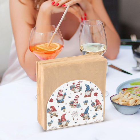 Caikeny 4th Napkin Holder for Tables Of July Gnomes Acrylic Napkins Holder Flowers Freestanding Tissue Dispenser Box