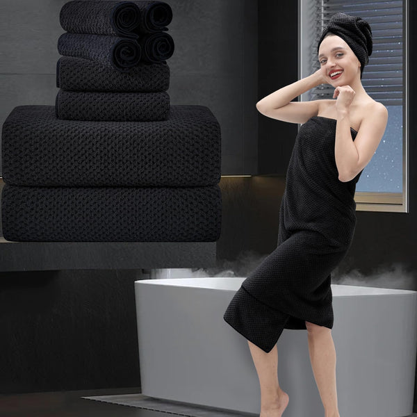 8 Piece Bathroom Towel Set Black |2 Oversized Large Bath Towels Sheet,2