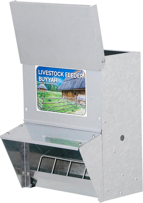 28 lbs Automatic Chicken Feeder, Capacity, Galvanized Metal Poultry Feeder, Waterproof Chicken Feeder, Suitable