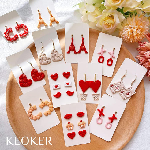Keoker 24 Shapes Polymer Clay Cutters Valentines Day, Valentines Polymer Clay Cutters for Earrings Making, Valentines Earring Clay Cutters, Conversation Heart Clay Cutters for Polymer Clay Jewelry by Keoker