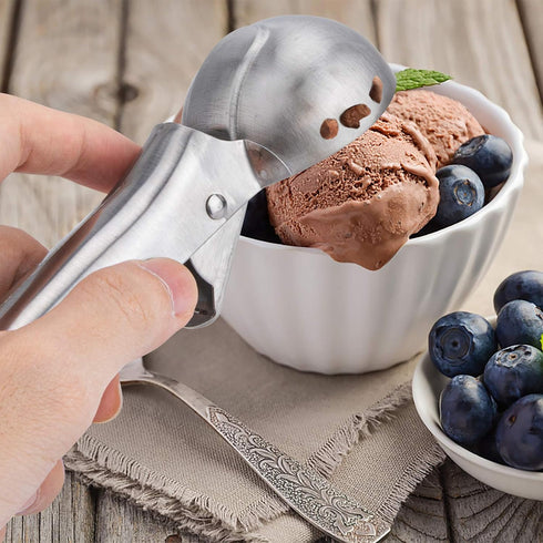 Frozen Premium Ice Cream Scoop with Trigger Ice Cream Scooper Stainless Steel, Heavy Duty Metal Icecream Scoop Spoon