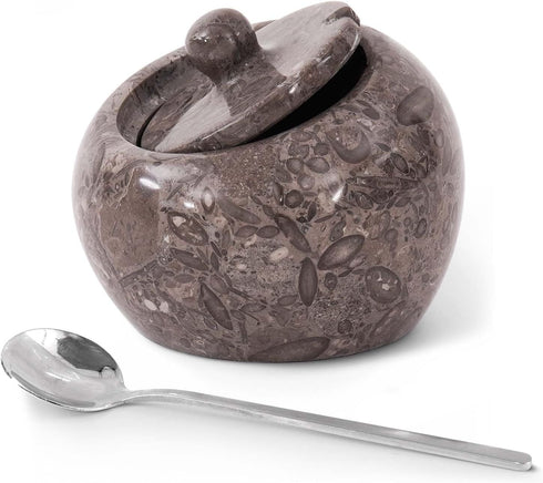 Radicaln Marble Salt Cellar with Lid 4" Inch Oceanic Salt Jar &