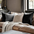 MIULEE Pack of 2 Decorative Velvet Throw Pillow Covers - Soft Black Square Cushion Case for Sofa, 18x18 Inch