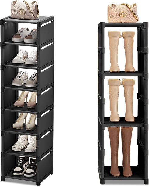8-Tier Tall Corner Shoe Rack for Entryway Corner Narrow Shoe Shelf Space