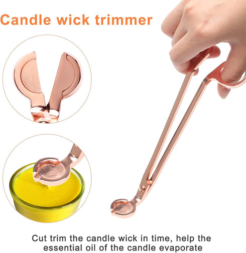 Luxiv 3 in 1 Candle Snuffer Set, 3P Candle Accessory Set with Wick Trimmer, Snuffer, Dipper, Gift Package, Rose Gold