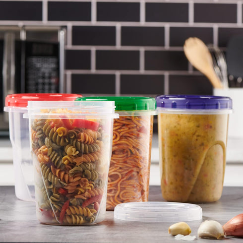 ELEGANT DISPOSABLES 32 oz Plastic Food Storage Containers, Reusable Leak Proof Pack of 12