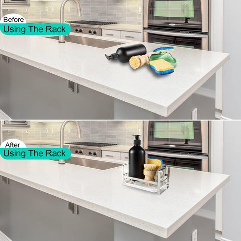 Counter TEZZ Sponge Holder for Kitchen Sink, Stainless Steel Kitchen Storage Sink Caddy for Organizing Sponge, Brush