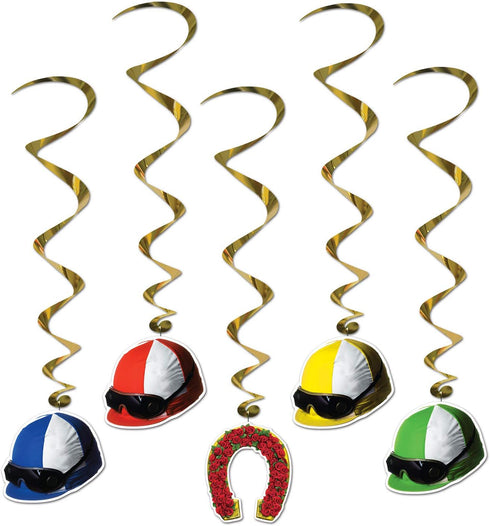 Beistle 5-Piece Derby Day Whirls - Horse Racing Game Supplies and Party Decorations, Jockey Party Accessories, 3'1"