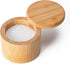Husfunov Bamboo Salt Cellar, Magnetic Swivel Lid Salt Box, Round Container for Storing