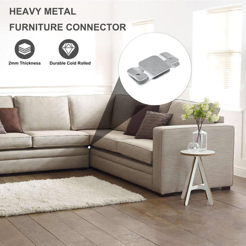 DEEPDREAM 12 Pcs Sectional Couch Connectors, Metal Clips with 28 Pcs Screws for Interlocking Furniture