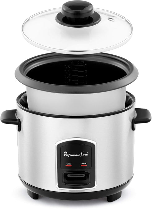 6-Cup Professional Series Rice Cooker with Glass Lid Stainless Steel