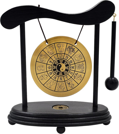 fengshuisale Zen Art Brass Feng Shui Desktop Gong with Red String Bracelet, W3359