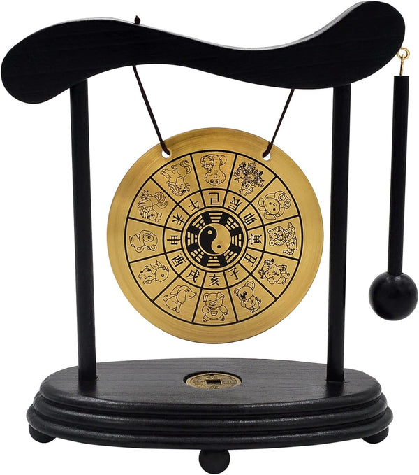 fengshuisale Zen Art Brass Feng Shui Desktop Gong with Red String Bracelet, W3359