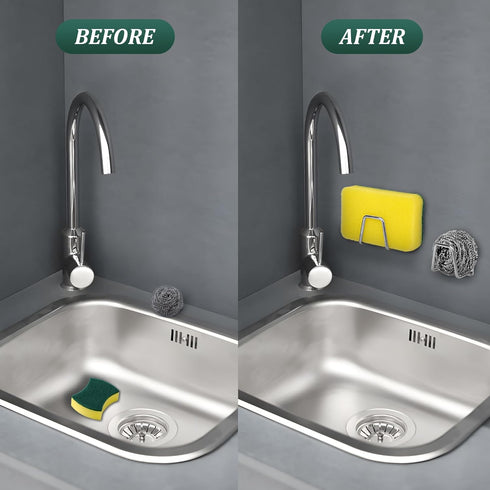 Jerphen 2 Pack SUS304 Sponge Holder for Kitchen SinkStrong Adhesive Stainless Steel Sink Sponge HolderRustproof