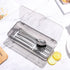 Flatware Tray Kitchen Drawer Organizer with Lid, Plastic Cutlery Tray and Utensil Storage Container with Cover,