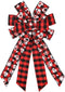 Hying Large Valentines Wreath Bow, Black Red Buffalo Plaid Bows for Holiday Hearts, Burlap Tree Topper for Front Door