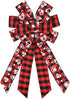 Hying Large Valentines Wreath Bow, Black Red Buffalo Plaid Bows for Holiday Hearts, Burlap Tree Topper for Front Door