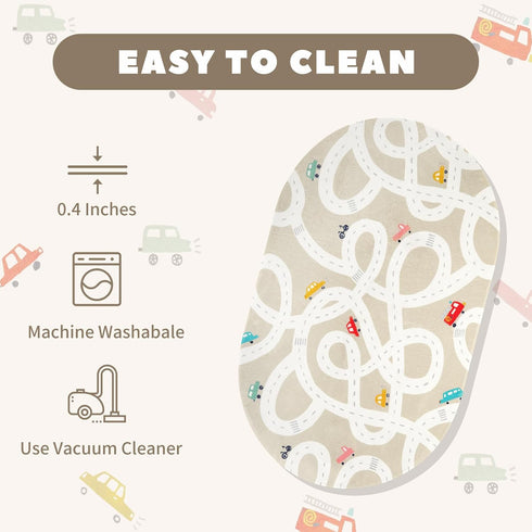 3'x5' LIVEBOX Road Traffice Kids Rug, Floor Mats for Kids Room, Non-Slip Machine Washable Rugs for Playroom, Soft Fun