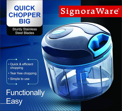 SIGNORAWARE Manual Food Processor - Easy Pull Hand String Vegetable Chopper, Portable Stainless Steel Cutter (24 oz)