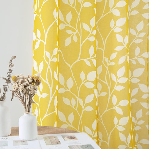 36 Inch Sets XTMYI Yellow Cafe Kitchen Curtains Length,Floral Sunflower Decor Tier Curtains for Windows,Bright Lemon