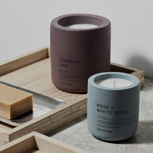 Blomus Fraga Scented Candle Micro Chip Soy Wax Candle in Concrete Look