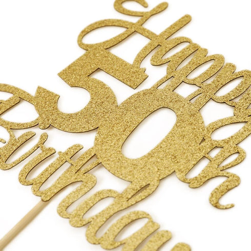 Happy 50th Birthday Cake Topper, 50th Birthday Decorations, 50 Cake Party Decor, 50 Anniversary Decor