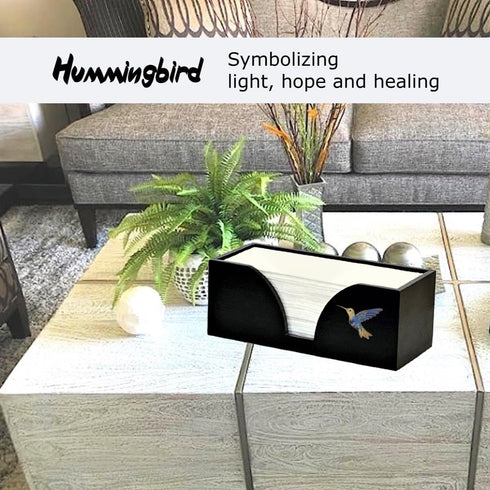 Kitchen Noble Countertop Hummingbird 9.7" 3.7" Hummingbird) Multifold Paper Towel Holder with Blue in Black Bamboo