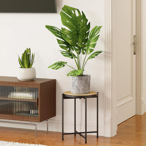 Bamworld Indoor Plant Stand Tall Plant Table Corner Plant Stool Boho Small Plant Holder Single Flower Stand for Large