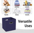 Black Foldable Storage Cubes Bins, Fabric Storage Box Organizer with Dual Handles, Navy Blue