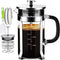 French Press Coffee Maker, 304 Stainless Steel with 4 Filters System, Heat Resistant Borosilicate Glass, BPA-Free