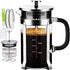 French Press Coffee Maker, 304 Stainless Steel with 4 Filters System, Heat Resistant Borosilicate Glass, BPA-Free