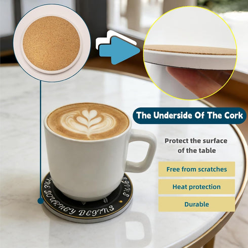 EPWQLC Set 4 4 Inches Car Guy Ceramic Coasters of with Holder Absorbent Drink Coasters Home Table Coffee Kitchen Bar